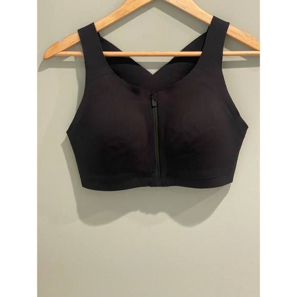 Lululemon Enlite Bra Black 36D Zip Front Cross Back Activewear Sports Bra - Picture 1 of 4
